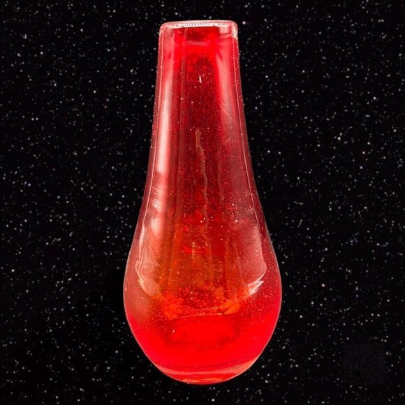 Studio Art Glass Red Controlled Bubble Small Bud Vase 5”T 1”W - Picture 9 of 9